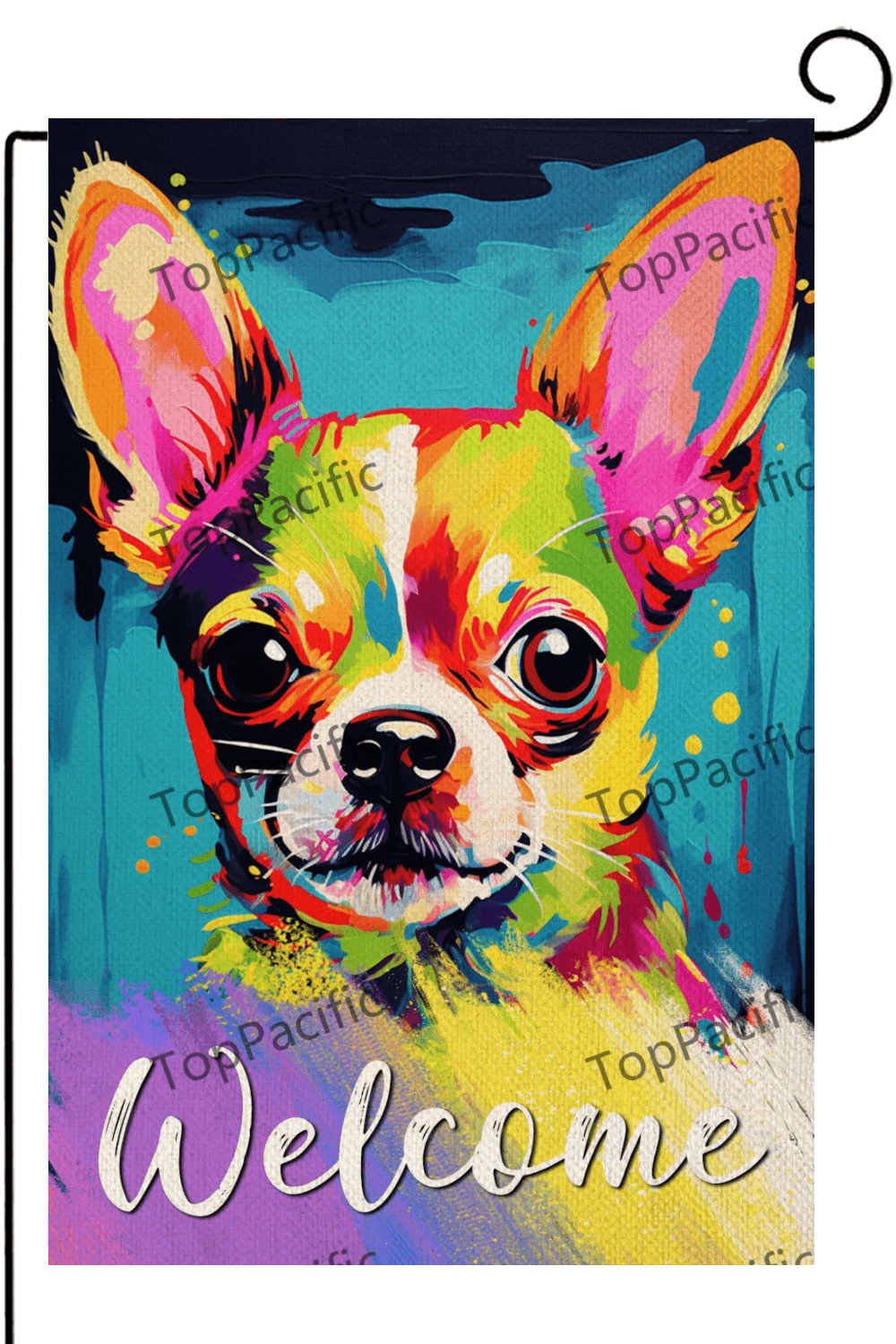 TopPacific Chihuahua Welcome Garden Flag Dogs Paw Prints Spring Yard Flag Pet Lovers Gift 12x18 Inch Double Sided Pets Welcome People Tolerated Burlap Yard Sign