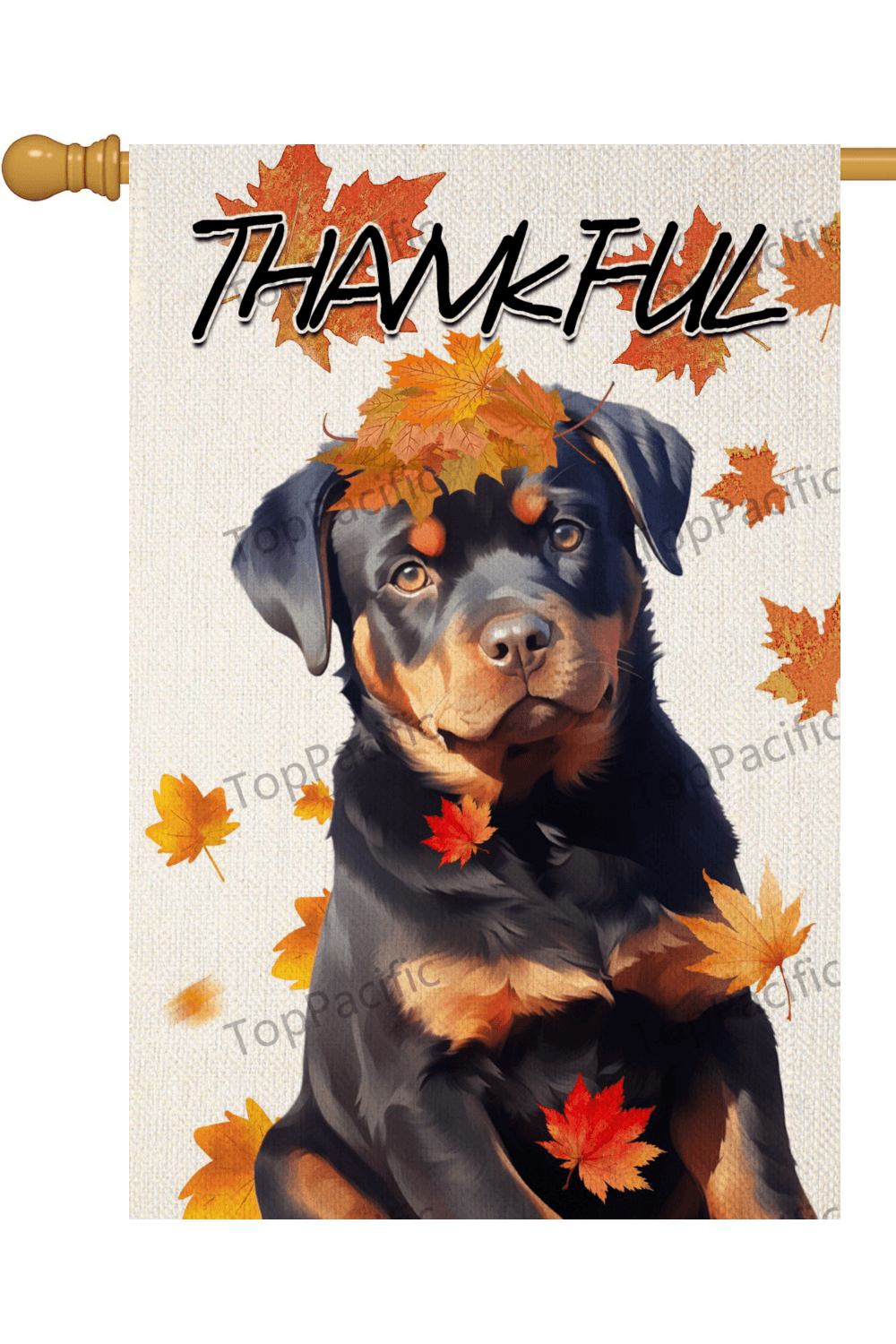 TopPacific Welcome Fall Rottweiler with Autumn Leaves Garden Flag 28X40 In Small Double Sided Linen Welcome Thankful Pet Lover Fall Yard Flag for Outside Garden Decor