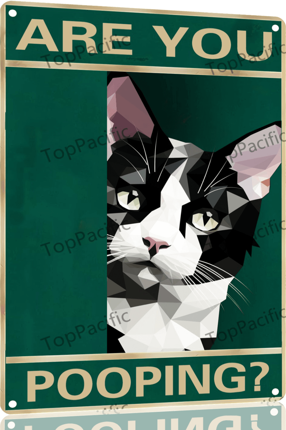 TopPacific Funny Tuxedo Cat Are You Pooping Tin Sign Vintage Bathroom Toilet Sign Wall Decor, Aluminum 12x8 In for Bathroom Home Decor Man Cave
