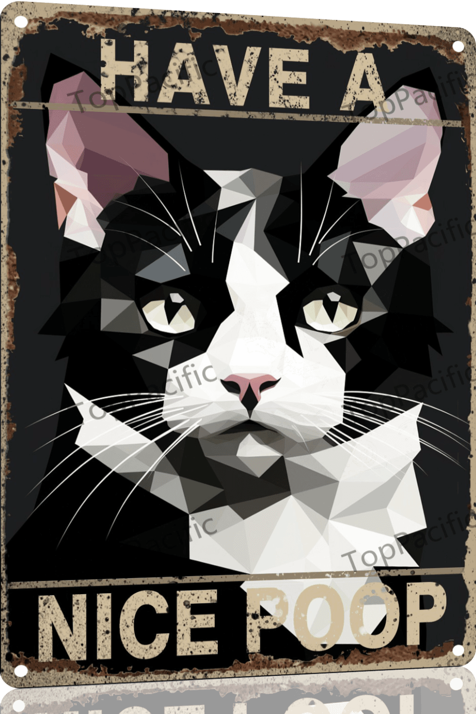 TopPacific Tuxedo Cat Have a Nice Poop Bathroom Funny Novelty Metal Sign Retro Wall Decor for Home Gate Garden Bars Restaurants Cafes Office Store Club Sign Gift Plaque Tin Sign 12x8 INCH