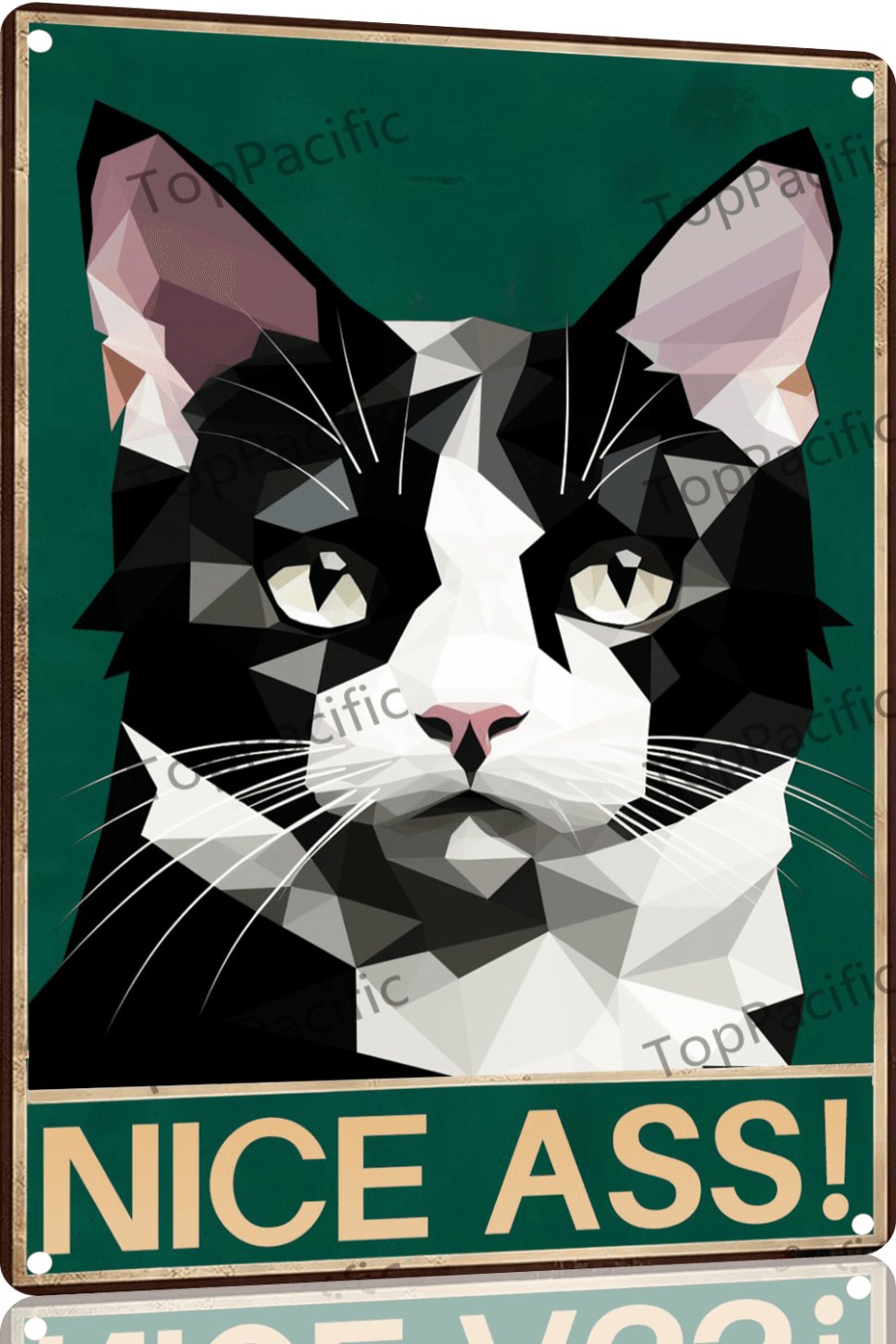 TopPacific Vintage Tuxedo Cat Art Metal Signs, Funny Bathroom Toilet Sign Nice Ass Wall Artwork Metal Poster Room Print Sculptures Decor for Home Signage Gifts 12x8 inches