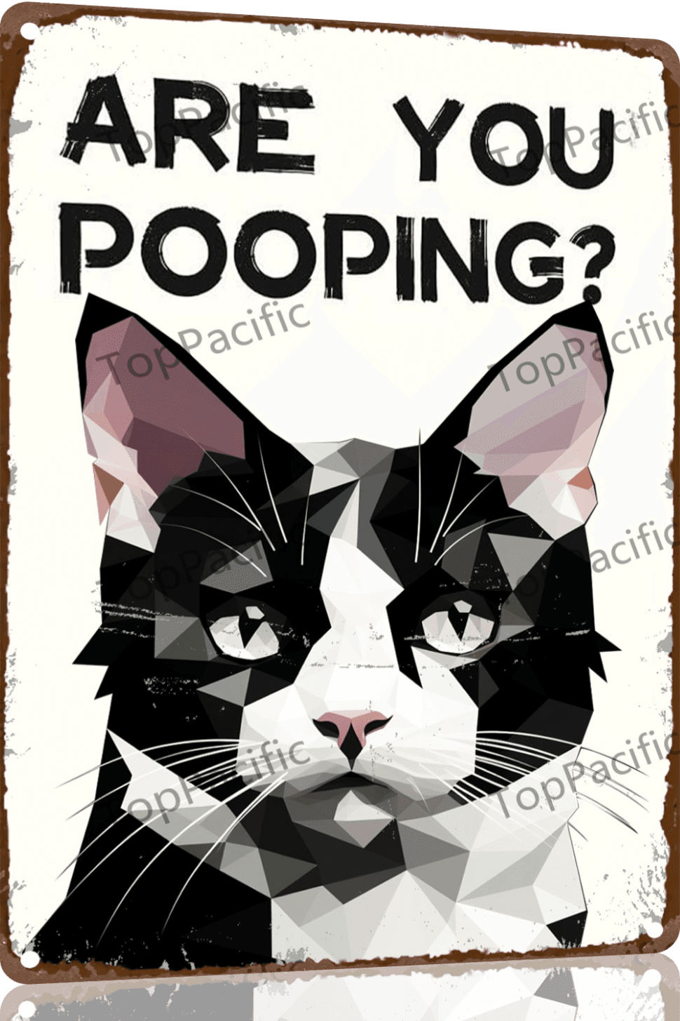 TopPacific Tuxedo Cat Vintage Metal Tin Sign Are You Pooping Sign Bathroom Funny Art Poster Decoration Toilet Cave Bar Home Bathroom Wall Decoration Sign 12x8 Inch