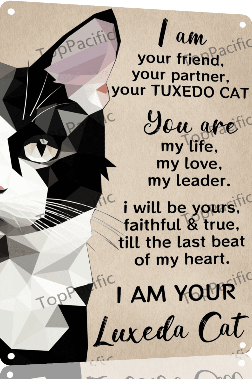 TopPacific I Am Tuxedo Cat Funny Decor Tin Sign I Am Your Friend Your Partner Vintage Metal Sign Plaque Metal Man Cave Bar Pub Club Home Wall Decoration 12x8 Inch